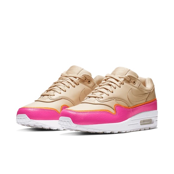 The Nike Air Max 1 Liner Tan 881101-202 Tan/Pink-orange W’s sz 8. Worn. No box. - Picture 1 of 7